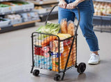 Shopping Cart, Folding Grocery Utility Cart with Swivel Wheels, 40.8 kg Large Load Capacity, Heavy V767-VVR-XYC2ZDSTCSJS7HKN9001V0