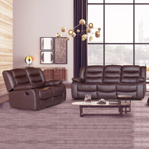 3+2 Seater Recliner Sofa In Faux Leather Lounge Couch in Brown V43-SET-FAN-3+2-BR