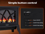 Devanti 2000W Electric Fireplace Heater Stove Freestanding 3D Flame Effect Indoor Space Heaters EFL-D-19C-2000-BK