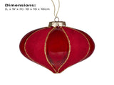 Christabelle 6 Red Glass Christmas Baubles Onion Shape 10cm Xmas Tree Decorations Hanging Ornam 112_YAN353