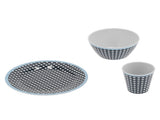 Household Tableware Fruit Salad Plate Bowl Cup Set Dark Blue Grid Pattern for Home Restaurant V1294-YM0901-3118210178011