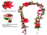 6.5 FT Christmas Holly Berry Garland Winter Artificial Greenery Garland with Red Berries and Holly V1294-YM0523-10321385
