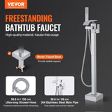 VEVOR Freestanding Bathtub Faucet, Floor Mount, Freestanding Tub Filler, Shower Mixer Taps, Two V952-PBKSLTPGGSFXY1TTZV0