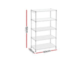 Artiss 5-Tier Kitchen Rack Shelf Shelving Unit 60x35x150CM Adjustable Metal Storage Shelves Silver KR-MEL-5S-60-SS