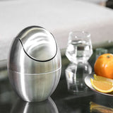 Mini Countertop Trash Can, Simple Stainless Steel Table Trash Can with Swing Lid Egg Shape Small V1369-AZ3-W-01412