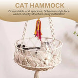 Cat Swing, 49 Inch Hanging Cat Bed with Cotton Mat, Boho Style with Tassel, Space Saving V1107-135-69183