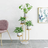 SOGA 2X U Shaped Plant Stand Round Flower Pot Tray Living Room Balcony Display Gold Metal Decorative FPOTH101X2
