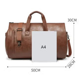 Blue PU Leather Travel Duffel Bag - Large Capacity Waterproof Suit Bag with Shoe Compartment V888-ELOSUNG11572