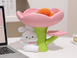 Rabbit Flower Key Tray Resin Storage Plate Jewelry Holder Home Decoration for Bedroom Office V1294-YM0703-3115230050011