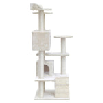 i.Pet Cat Tree 134cm Tower Scratching Post Scratcher Wood Condo House Bed Beige PET-CAT-801F-BE