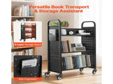 Rolling Library Book Cart, 150 kg Capacity, 77 x 38 x 122 cm Library Cart, Single Sided V-Shaped V952-VXTSGTCHS3307B7MH001V0
