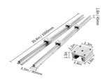 Linear Guide Rail Set, SBR16 1000mm, 2 PCS 39.4 in/1000 mm SBR16 Guide Rails and 4 PCS SBR16UU Slide V952-ZXDGSBR16MM10H508V0