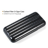 Cigar Holder Black Carbon Fiber 3-Cigar Case Lightweight Storage Tube Holder Travel V1366-AZ2-W-19090
