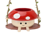 Mushroom Flower Pot Swing Face Planter Succulent Plant Pot Ornament for Wall Ceiling Shelf V1294-YM0901-3111250014211