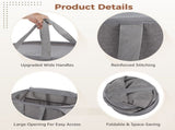 Gray Collapsible Laundry Basket with Lid, 23.6" x 14.6" x 14.6", Large Capacity Hamper, Zippered V1192-AZ-W-18225