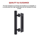 12" Square Pull and Flush Door Handle Set Black Barn Door Hardware V63-831831