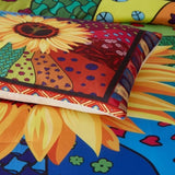 Floral Sunflower Comforter Set, King Size, Quilted Bedding with Pillowcases V745-MAB010677AJ3