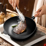 SOGA 31cm Commercial Cast Iron Wok Round Bottom FryPan Home Cooking Skillet ZPAI012NOLID