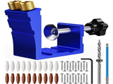 Pocket Hole Jig Kit, Pocket Screw Jig 15 Degree Drilling Locator,Pocket Dowel Hole Jig System Set V1192-AZ-W-3398