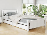 Artiss Bed Frame Single Size Wooden with 2 Drawers White RIO WBED-D-004S-92-DRAW-AB