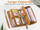 Leather Wallet Women Rfid Blocking Large Capacity, Zip Around Long Wallet - Pu Phone Clutch Purse, V1189-LWWAL-20260325-00082