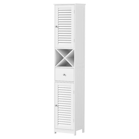 Artiss Bathroom Storage Cabinet 170cm Tall Slim Organiser Toilet Corner Adjustable Shelf Louver Door FURNI-S-BATH-X170-WH