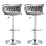 SERENIT Silver Swivel Upholstered Velvet Adjustable Height Counter Stool with Metal Frame Grey V255-GP2311R-GREY