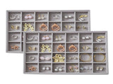 Large Velvet Jewelry Tray Display Drawer Inserts 2 Pack Stackable Jewelry Organizer for Earring V1107-107-05305-BLK-24GRIDS
