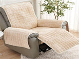 Velvet Recliner Chair Cover Nonslip Sofa Protector with Elastic Straps for Pets Washable V1366-AZ2-W-12685