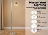 Artiss Floor Lamp Modern Industrial Standing Light with Clear Glass Shade, Silver Metal Tall Lamp FL-SF-JF5470-SL