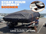 600D Heavy Duty Waterproof Boat Cover, Silver, 20-22FT, 710*420cm V1197-BOATCOVER-SILVER-600D-20X22FT-710X420CM