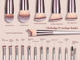 Champagne Gold Makeup Brush Set Professional, Cruelty-Free for Foundation, Blush & V1107-CHAMPAGNE GOLD MAKEUP BRUSH SET