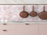 Pink Long Hexagon Tile Peel and Stick Backsplash, 10 Sheets Self-Adhesive Wall Tiles Stick on Back V1192-AZ-W-3713