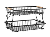 5-Star Chef 2 Tier Fruit Basket Bowl Detachable Kitchen Food Storage Stand FB-STEEL-2L-BK