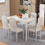 Artiss Dining Chairs and Table Dining Set 6 Chair Set Of 7 White DINING-B-M-T120-WH-ABC