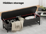 Artiss Storage Ottoman Blanket Box 110cm Boucle Shelf OTM-RTA-01-SHF-BK