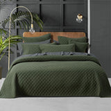 Bianca Lester Olive Velvet Diamond Polyester Coverlet Set Super King V442-BCA-COVERLETS-LESTER-OLIVE-SK