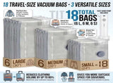 Travel Vacuum Bag Set with Rechargeable Cordless Pump 3 Sizes for Clothes, Jackets & Accessories, V1107-CS-ZKSND6