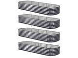 Green Fingers 4 Pcs Raised Garden Bed Kit Oval Galvanized Steel Planter Boxes 240x80x42cm, Heavy GARDEN-OVAL-2408042X4