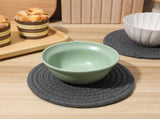 Dark Grey Cotton Round Placemats Set of 2 Woven Kitchen and Dining Table Mats V1369-AZ3-W-20151