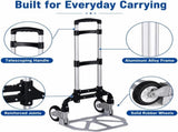 Folding Hand Truck, 1 Pack Portable Dolly Cart with Telescoping Handle, Lightweight Aluminum Alloy V1338-WAK0073