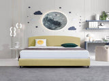 Linen Fabric King Bed Curved Headboard Bedhead - Sulfur Yellow V63-839881