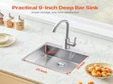 25 inch Kitchen Sink Workstation, 304 Stainless Steel Top Mount Sinks, Drop-In Single Bowl Farmhouse V952-QRSSCTSPDC255JJGGV0