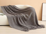 Dark grey Elegant Openwork Knitted Throw with Tassels - 127x180cm Large Decorative Soft Sofa V888-ELOSUNG48994