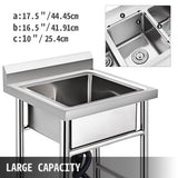 Handmade Sink Non-magnetic Stainless Steel Kitchen Sink Hand Made 1 Compartment 44.4 x 41.9 x 25.4 V952-60X60X80DCBXGSC01V0