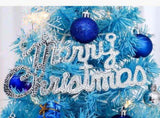 60cm Blue Mini Christmas Tree Set Includes Star Topper, Letter Sign, Ornament Balls & Snowflake V1232-LSSDS-004