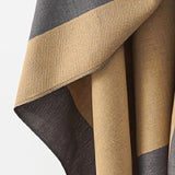 Solid Color Striped-Border Faux Cashmere Shawl Scarf, Minimalist Versatile Autumn Winter Warmth V1232-FXRPJ015