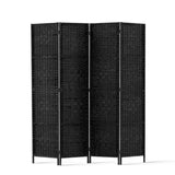 Artiss 4 Panel Room Divider Screen 163x170cm Woven Black RD-C-8001-4P-BK