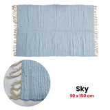 Large Chindi Cotton Handmade Floor Mat with Tassels 90 x 150 cm Sky V442-BZO-FLOORR-LARGECHINDI-SKY-RE