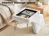 Artiss Storage Ottoman Vanity Foot Stool White FS-D-TED01-WH